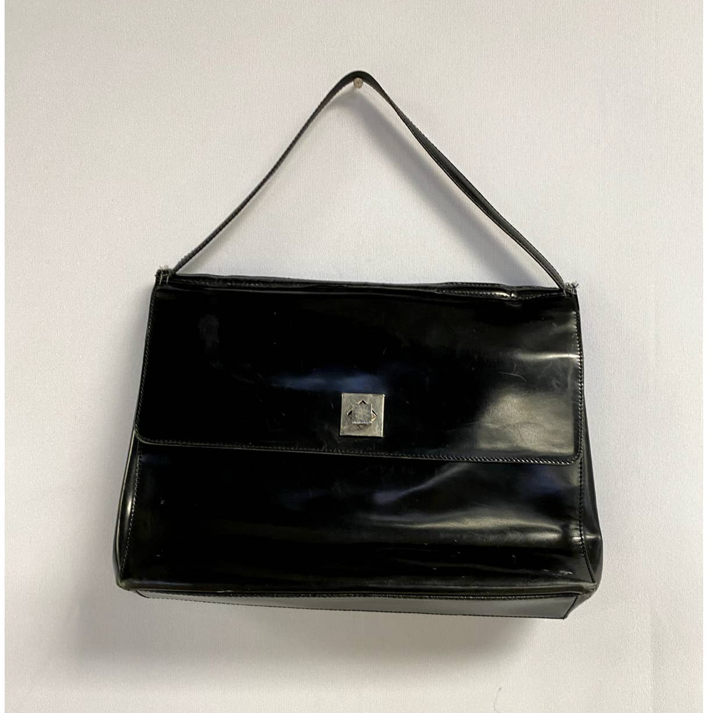 MOSCHINO Black Patent Leather Shoulder Bag Purse